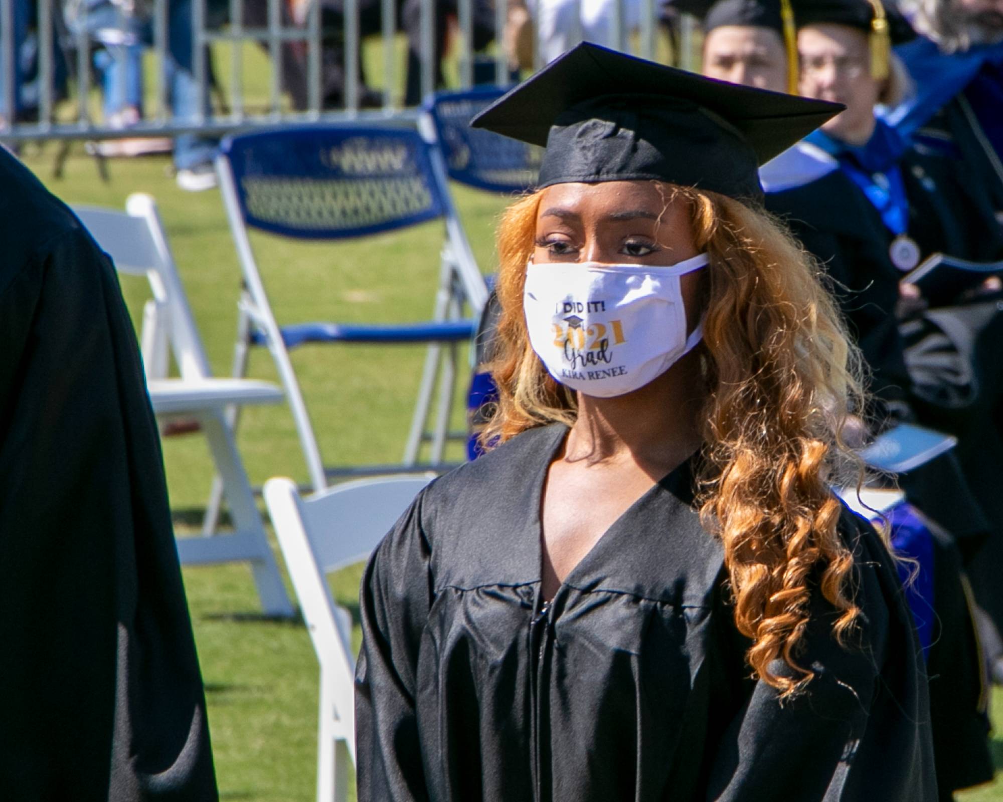 student at spring graduation