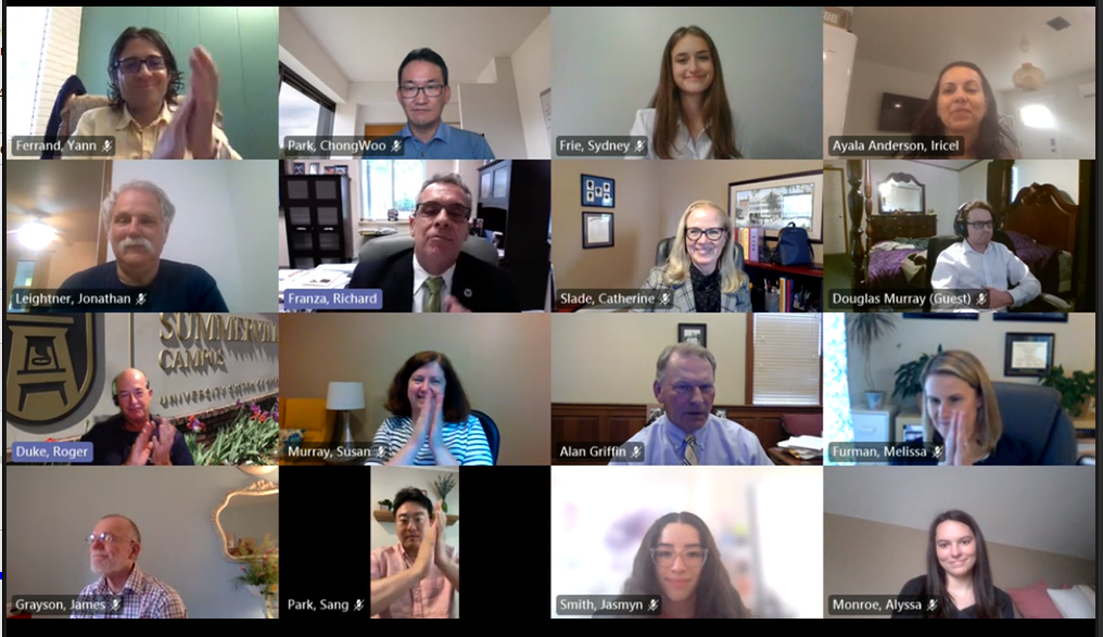 screenshot of virtual induction ceremony