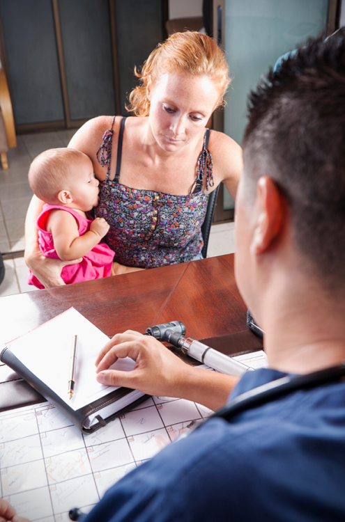 Mother talking about her suffering from postpartum depression