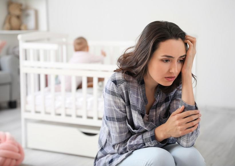 Woman with postpartum depression