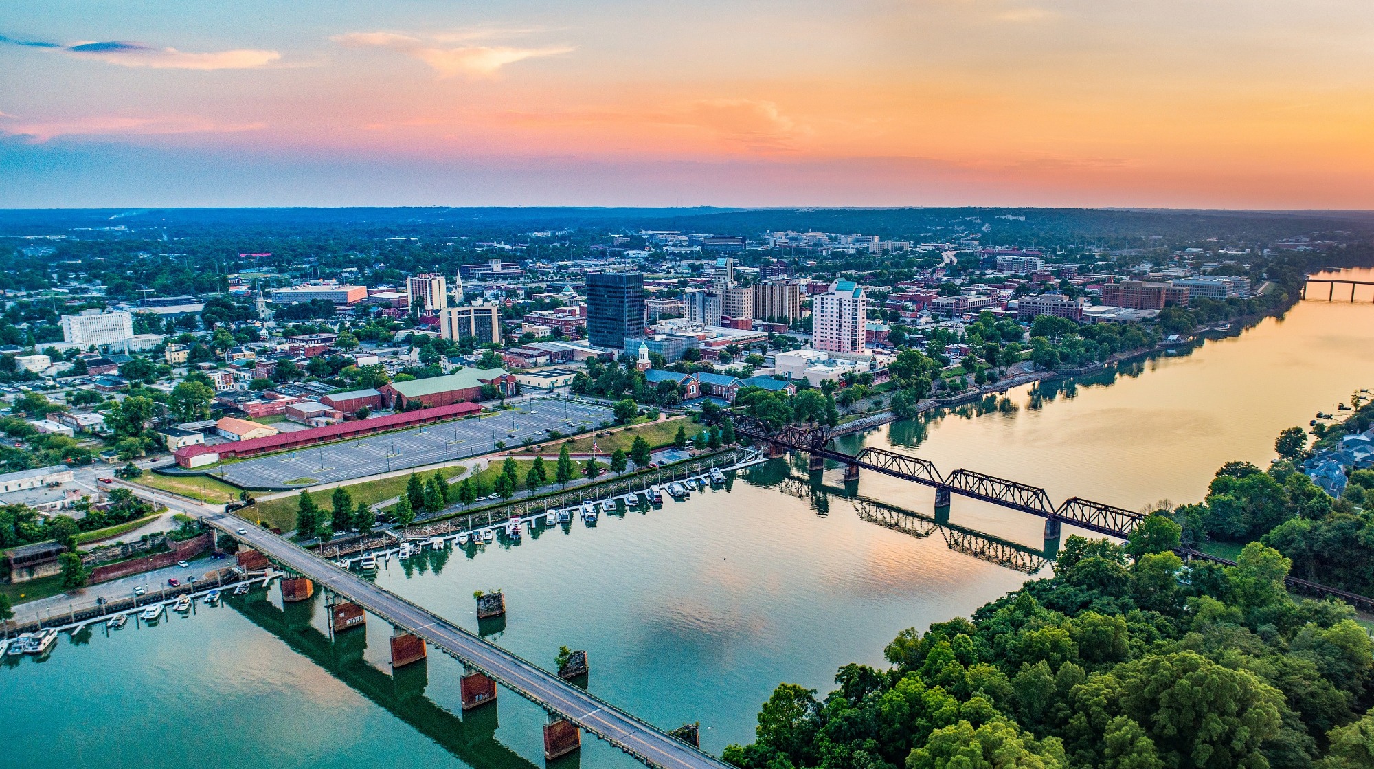 Augusta skyline as the sun rises