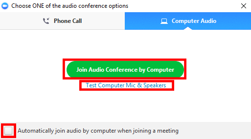 Audio Join Options Audio Join Options