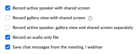 cloud recording setting
