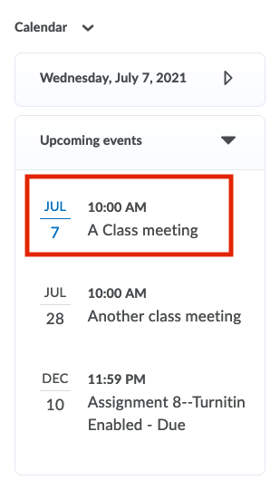 Course Calendar Event Meeting Course Calendar Event Meeting