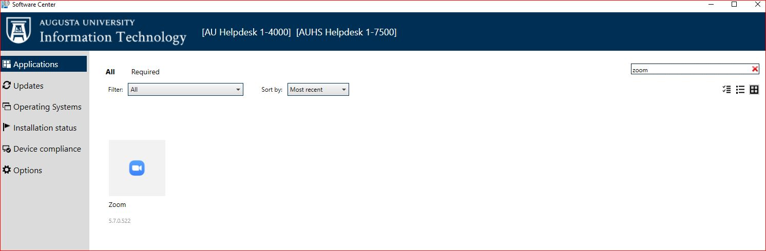 Searching for Zoom in Software Center