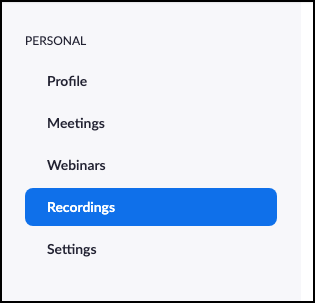 Choose Recordings from Profile menu