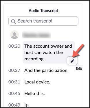 Hover over a caption and click the pencil icon to edit