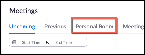 View Personal Room options View Personal Room options