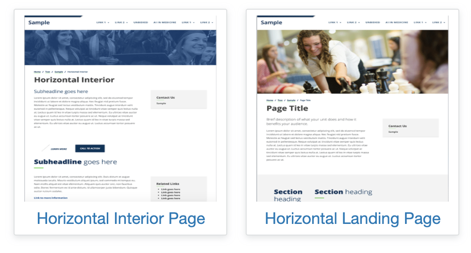 screenshot horizontal page template options