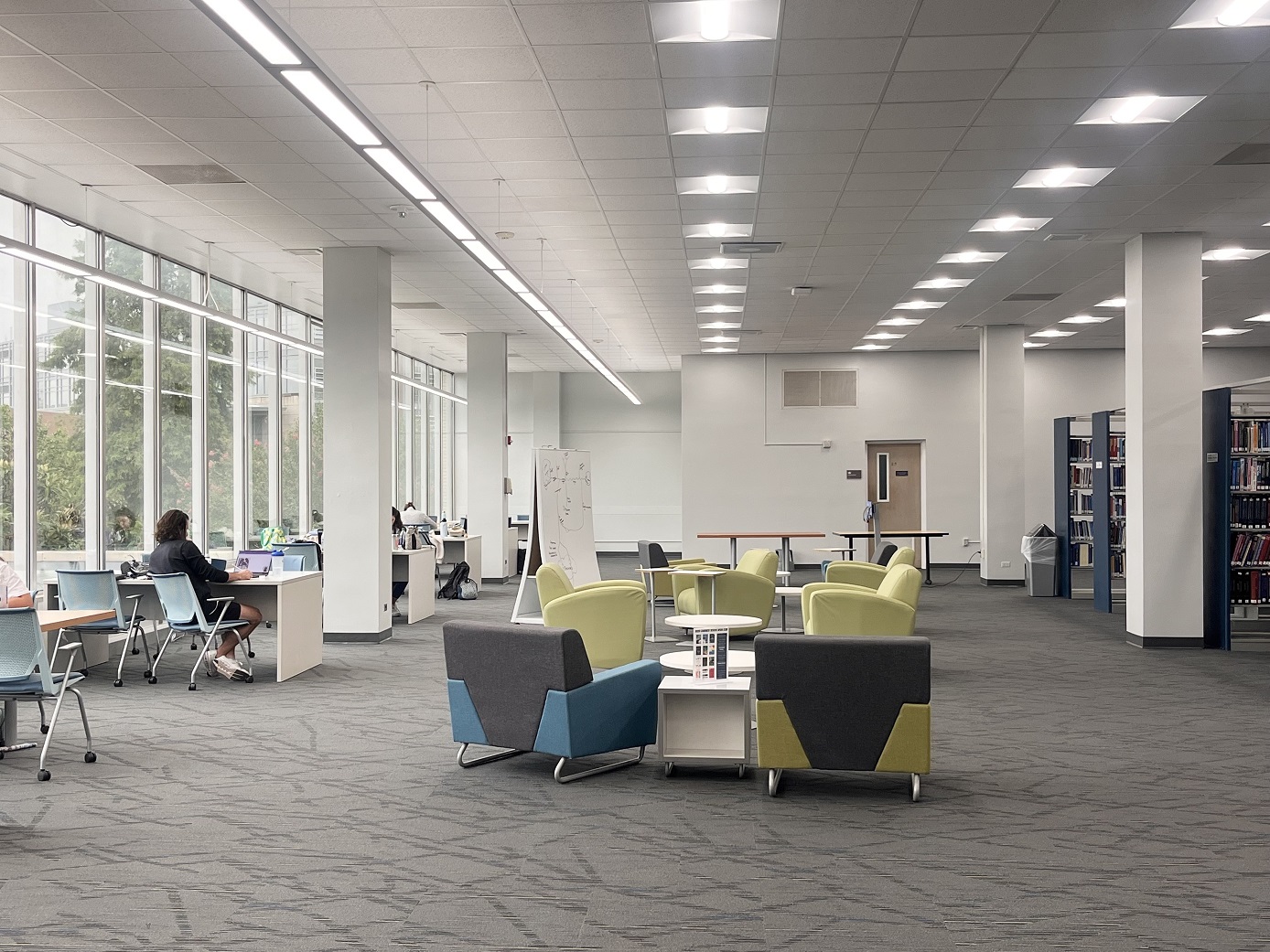 Reading area at greenblatt library