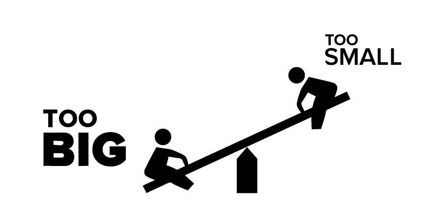 Seesaw: Seesaw with Too Big on the ground and Too Small in the air. Seesaw: Seesaw with Too Big on the ground and Too Small in the air.