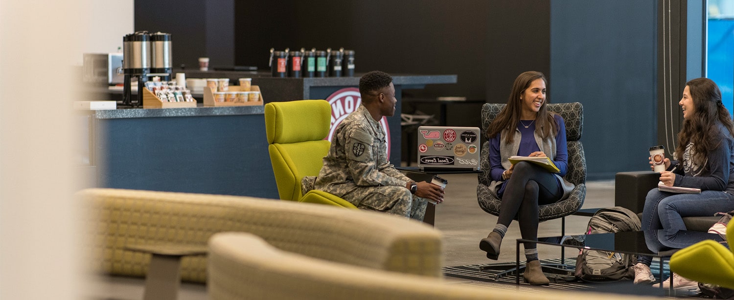 Students studying in a cafe