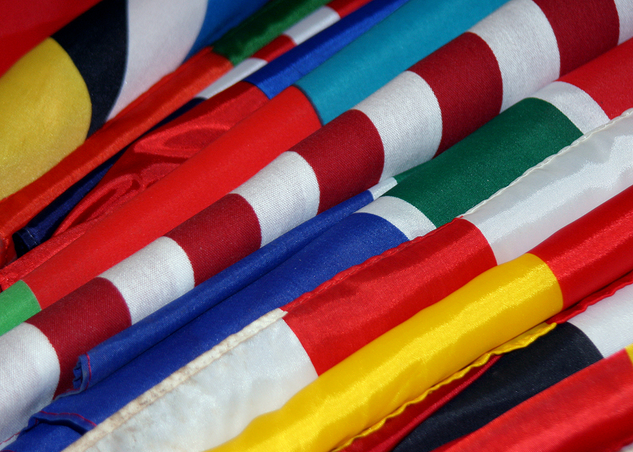 An array of world flags