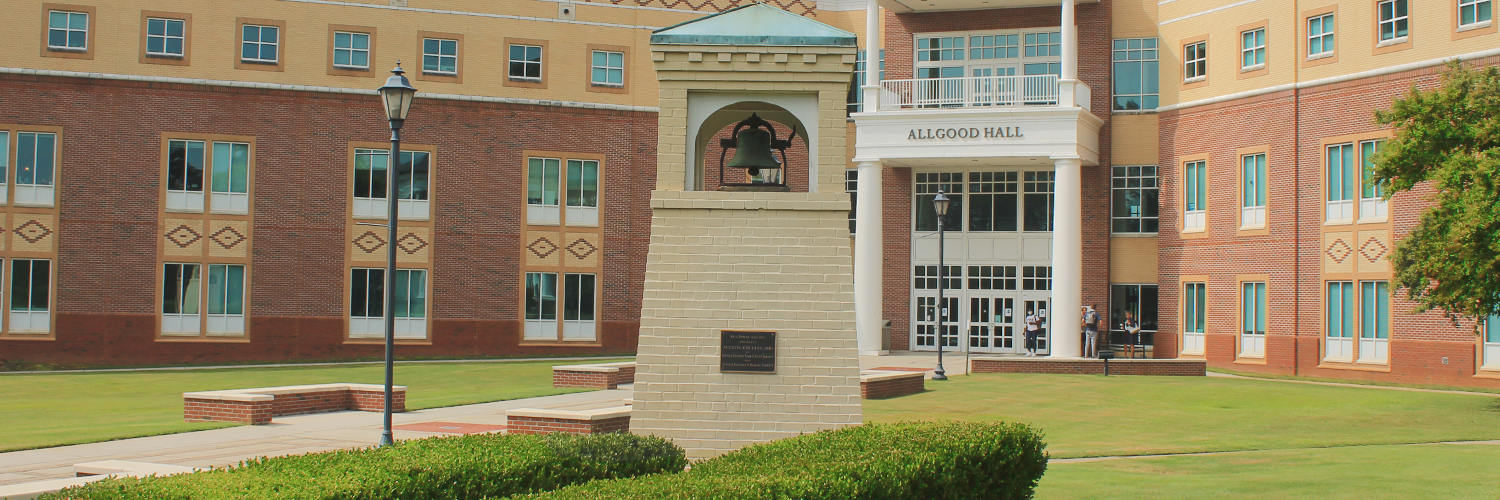 Belltower in front of Allgood Hall 