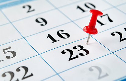 Calendar with pushpin