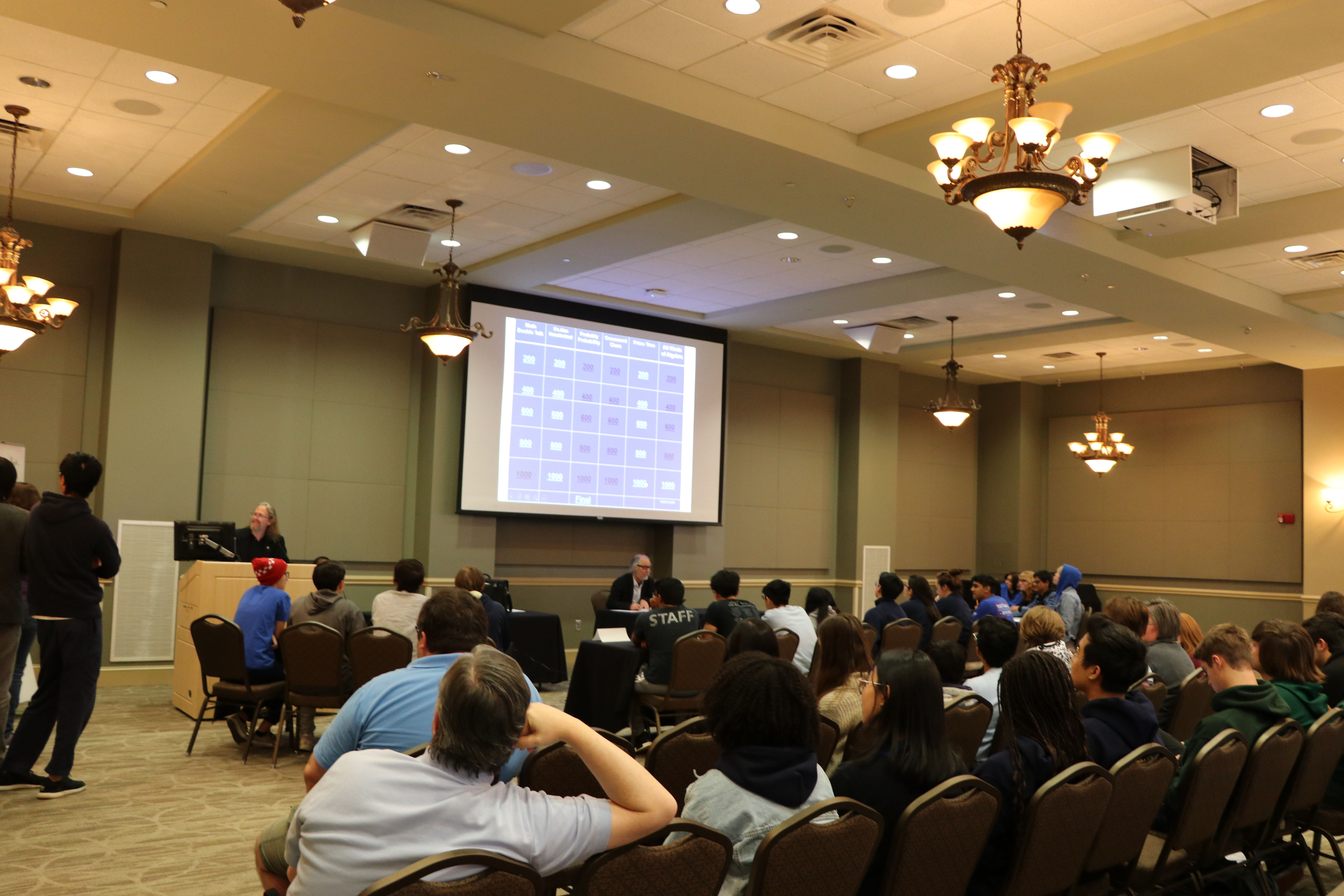 Students participate in a math contest in the Augusta University JSAC Ballroom