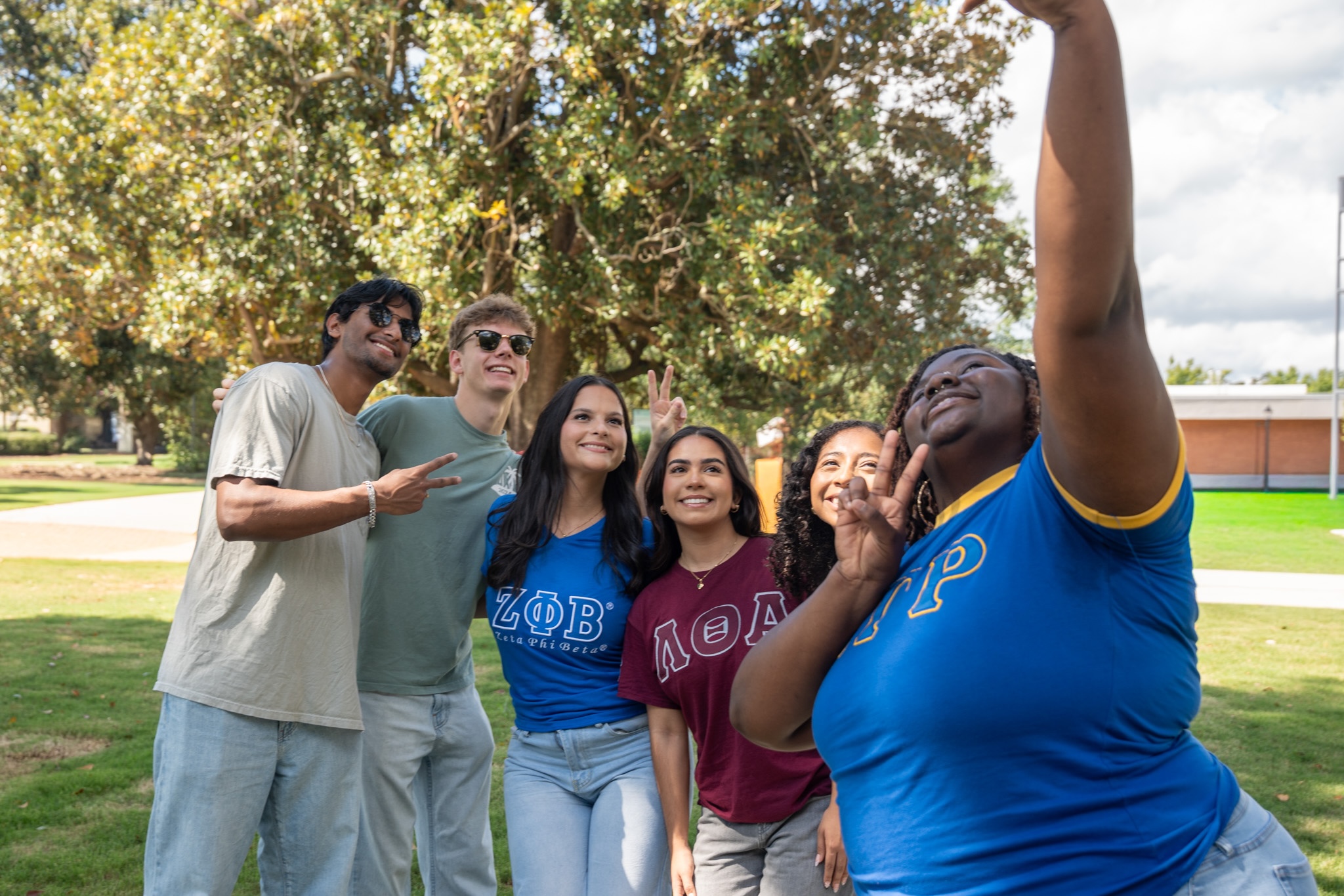 greek life students taking photo