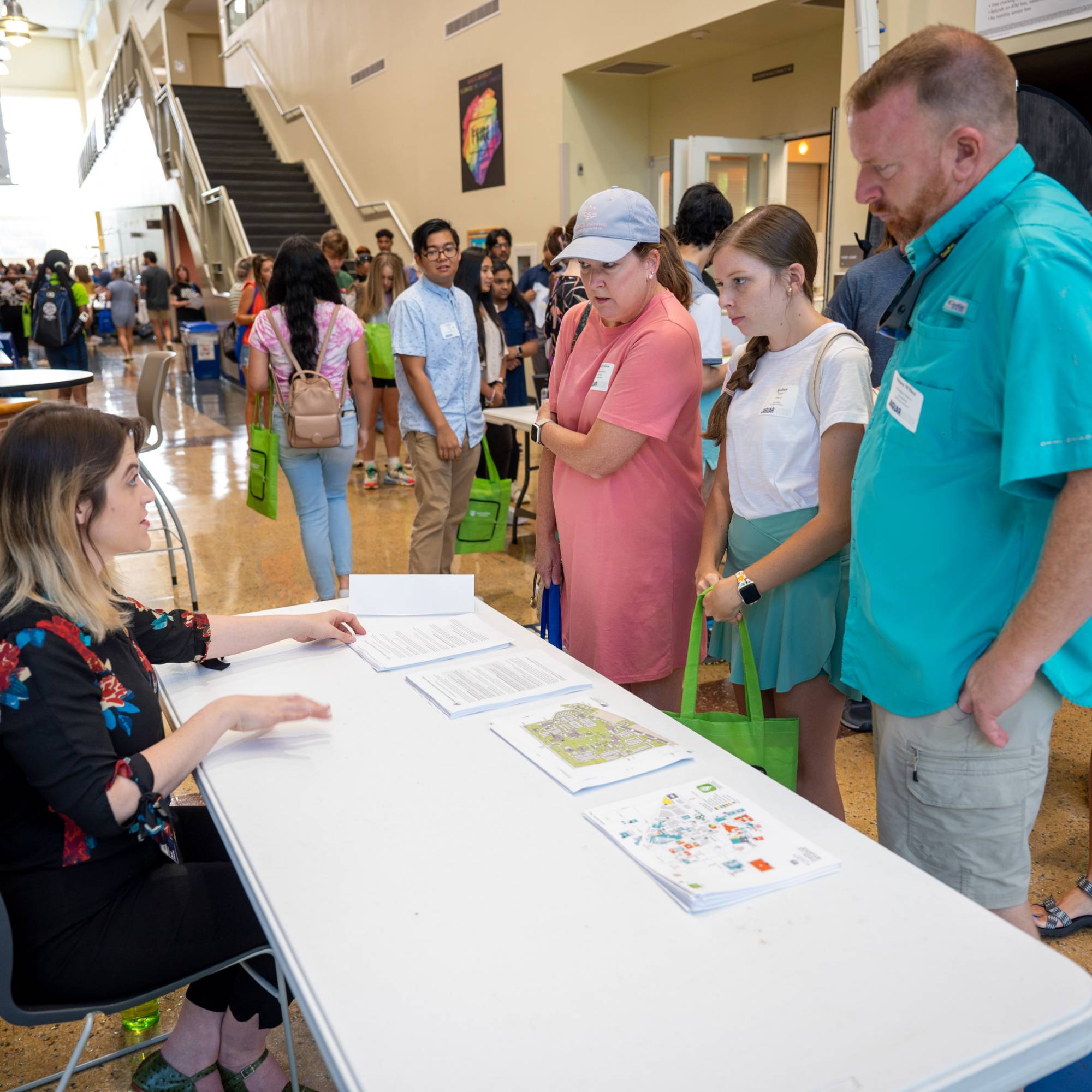 Family and new student during orientation