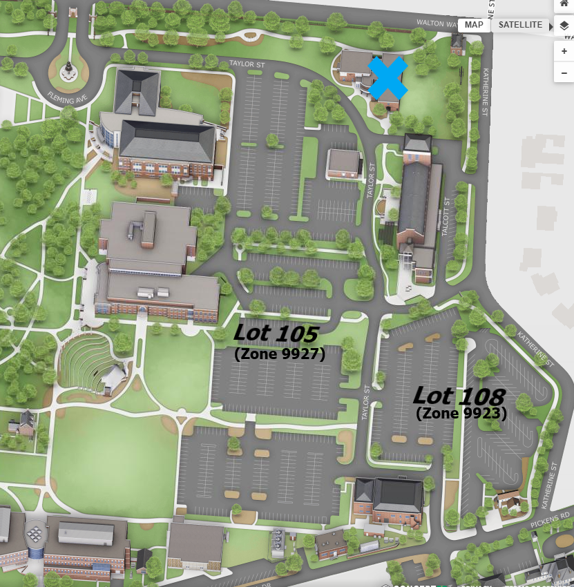 Map for where to park for TDS Summerville