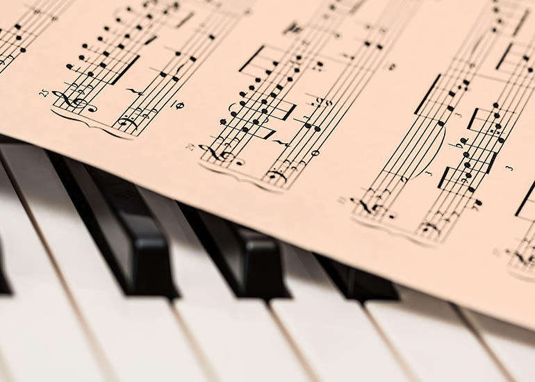 Piano and sheet music